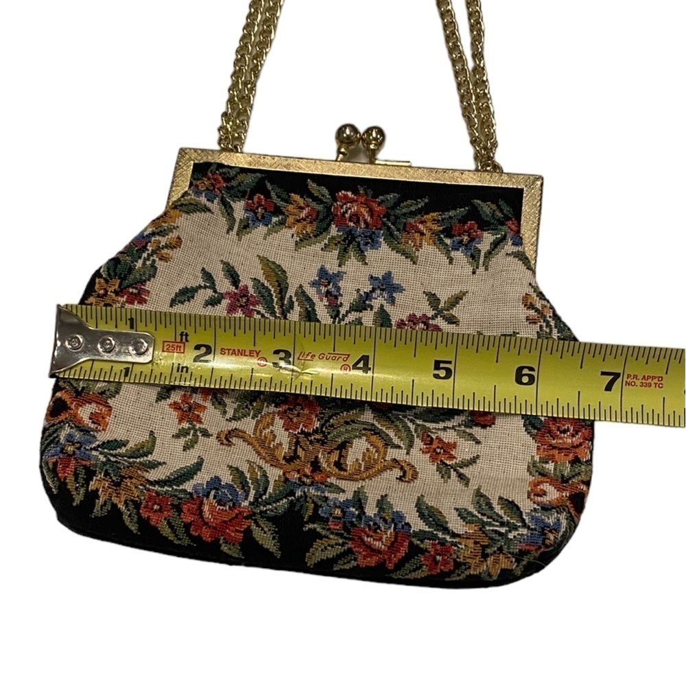 Needlpoint Tapestry Floral Crossbody Purse Bag 1950’s Vintage - Picture 12 of 13